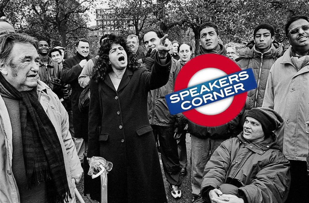 Heckler, Speakers' Corner, Hyde Park, London.